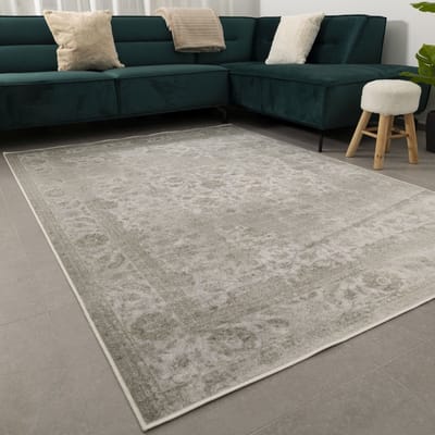 Dun Vloerkleed met Anti-Slip Grijs Laagpolig Tapijt Koho Vintage - 160x230cm- Modern - Woonkamer - Salon - Slaapkamer - Eetkamer