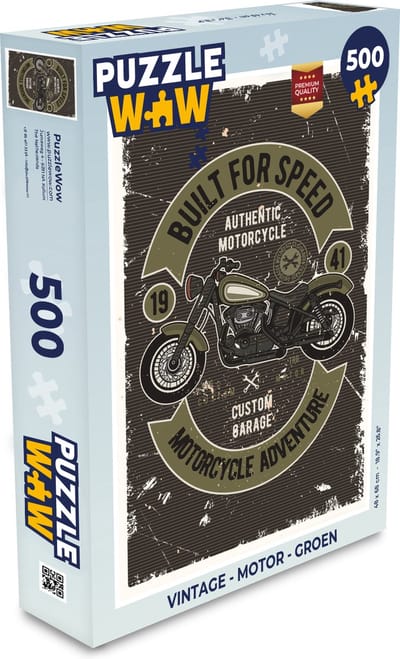 Puzzel Vintage - Motor - Groen - Legpuzzel - Puzzel 500 stukjes