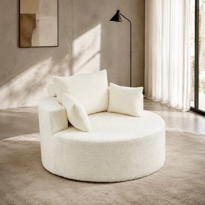 Fauteuil - Leesstoel - Relaxstoel - Omhullende armleuning - Comfortabele TV-stoel - Alles-in-één-ontwerp - Met rugkussen - Modern design - Chenille - Geschikt voor de woonkamer, slaapkamer, zitkamer en showroom - Beige