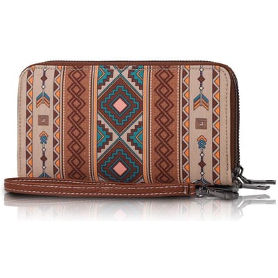 Europese en Amerikaanse Boheemse Stijl RFID Dubbele Rits Portemonnee, Stoffen Waterbestendige Kaarthouder voor Dames 19*4.5*10cm