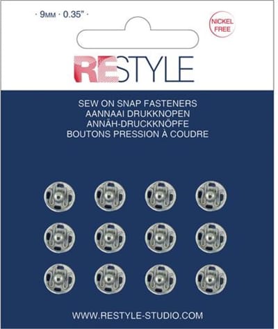ReStyle 015.12002 Aannaaidrukknopen 9 mm zilver nikkelvrij, 12 stuks