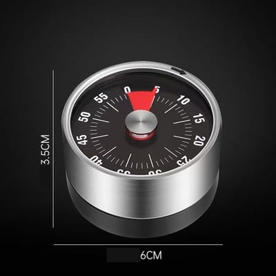 Kookwekker met luid alarm, klaswekker, geen batterijen nodig, mechanische bureautimer, magnetische eierwekker voor studie, kokswekker, roestvrijstalen afteltimer, zwart