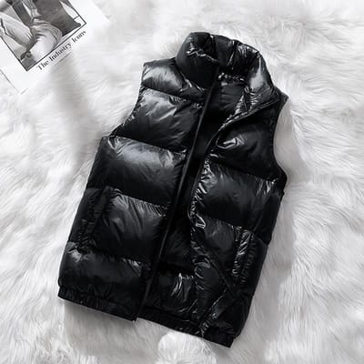 Veste pour homme Gilet décontracté Veste coupe-vent d'hiver Gilet zippé en duvet pour homme Hiver XXS noir