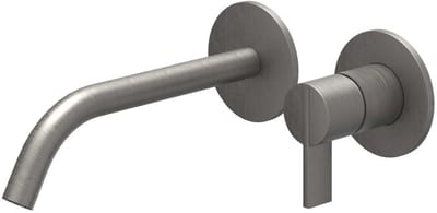 IVY Pact Wastafelkraan Afbouwdeel - 2-Gats Wandmontage - Gebogen Uitloop - Geborsteld Metal Black PVD