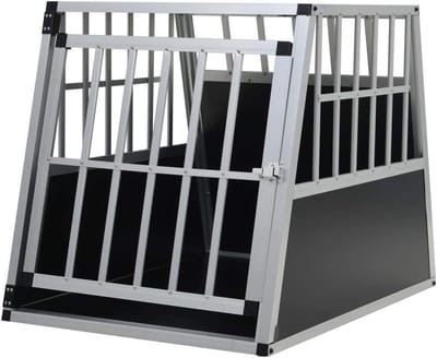 Honden Transportbox - Hondenkooi Auto - Veilige Autoritten - Aluminium Constructie - 65 x 91 x 69.5 cm - Zilver
