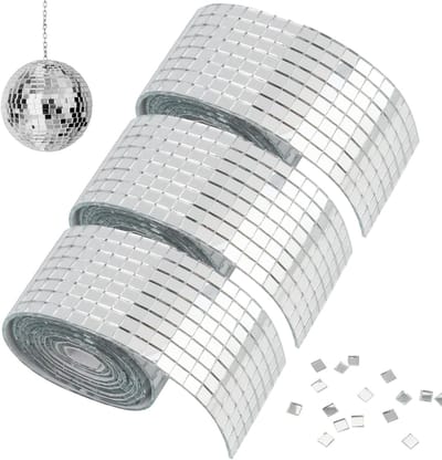 3 Rolls Spiegel Mozaïek Tegels Disco Bal - 5x5 mm Mini Spiegel Mozaïek Tegels - 4800 Stukken Zelfklevende Mini Spiegels - Zelfklevende Mozaïek Tegels - Mini Spiegel Mozaïek Rhinestones voor DIY Decoratie