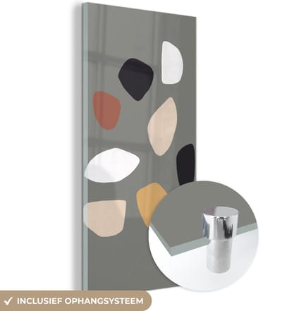 MuchoWow® Glasschilderij 60x120 cm - Schilderij acrylglas - Minimalisme - Pastel - Design - Foto op glas - Schilderijen