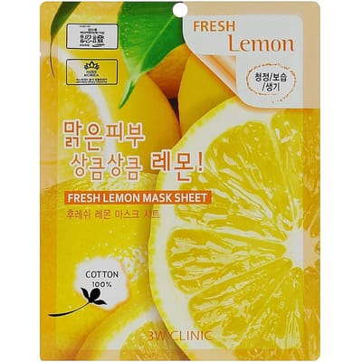 1 + 1 - Masque visage matifiant OFFERT à l'extrait de citron 3w-Clinic Fresh Lemon Mask Sheet