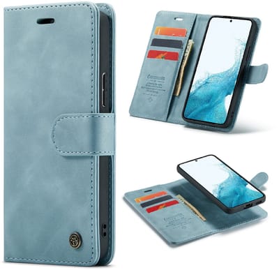 Casemania Hoesje Geschikt voor Samsung Galaxy A17 5G - Aqua Blue - 2 in 1 Magnetisch Afneembaar Bookcase met Pasjeshouder - Wallet Case Telefoonhoesje - Licht Blauw