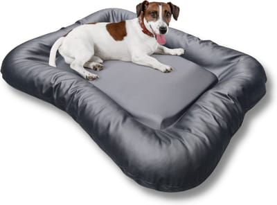 Topmast All Weather Ligkussen - 95 x 70 cm - Waterproof Hondenmand - Skai Leer Hondenkussen - Zwart