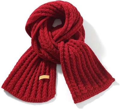 Damessjaal - Warm en dik - Gebreide sjaal - Elegante effen kleur - Handgebreide sjaal - Warme damessjaal - Extra dik en winddicht - Nekwarmer voor dames - Geschikt voor wandelen in de buitenlucht - Skiën - Fietsen - Bordeauxrood - 160*22cm