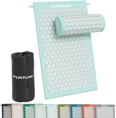 Tunturi Spijkermat met kussen - Acupressuur - Meditatie Mat - Acupunctuur Set - Massage en Ontspanning - 68x42x2 cm - Lichtblauw
