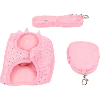 Honden Tuigje Leash Schattige Strik Strass Decoratie Ademend Huisdier Vest Trektouw Set voor Kleine Honden Katten
