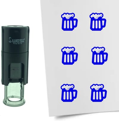 CombiCraft Stempel Bier 10mm rond - blauwe inkt