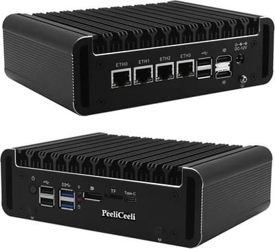 Fanless Mini PC N100 Barebone met 4x 2.5GbE LAN, Router/Firewall Hardware Ondersteuning voor OPNsense