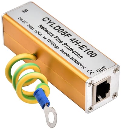 Dailygoody - Ethernet Netwerk Overspanningsbeveiliging - RJ45 RJ11 - Volledige Bescherming - 5x5 cm - Thunder Bliksemafleider - Veiligheid voor uw net