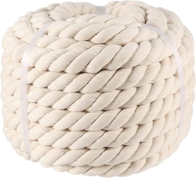 Katoenen gedraaide touw van 1 inch x 50 voet, ongebleekt, ideaal voor macramé, DIY-projecten en decoratie