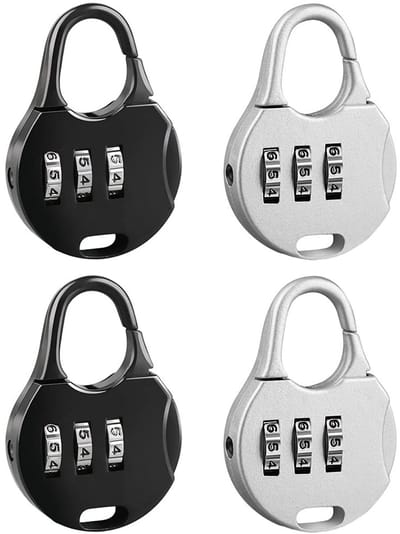 Dailygoods- Cijferslot 3-cijferig - Verstelbaar Hangslot - 4 Stuks - Zinklegering - Rond - Robuust en Duurzaam