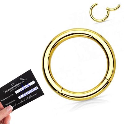 Piercing ring Goud - 8 mm- Dikte 1.2mm piercing helix - piercing oor - ring piercing- Anti allergie piercing - Ringetje geschikt voor Helix, Tragus, Septum, Lip, Neus & wenkbrauw piercing-