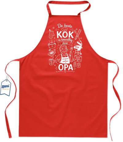 Basics - Unisex Schort - schort voor mijn opa - keukenschort - BBQ schort - 65 x 90 cm - 100% katoen - De beste kok is toevallig deze opa - rood