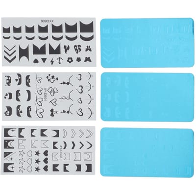 3 Set Nagellak Stempelplaten Roestvrij Staal Beschermende Blauwe Film Verschillende Patronen Vingernagels blue