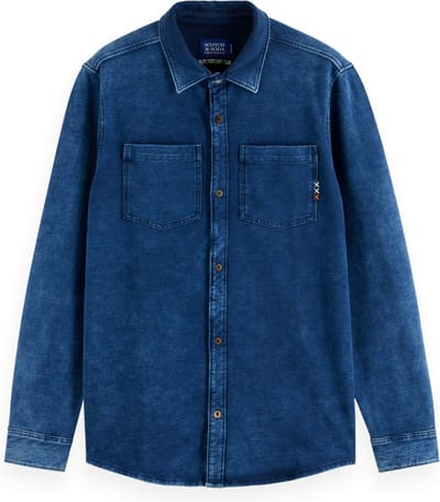 Scotch & Soda Chic Indigo Jersey Shirt Washed Indigo Maat: XL | Casual Overhemden Outlet | Heren | Blauw