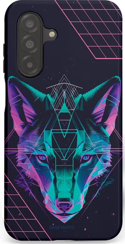 Casetastic hoesje geschikt voor Samsung Galaxy A26 - Dubbellaagse bescherming - Neon Wolf - Fashion Case - Donkerblauw