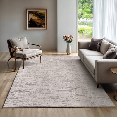 the carpet Rio – Modern & onderhoudsvriendelijk laagpolig vloerkleed met 3D-reliëf, zachte touch & antislip rug – geschikt voor woonkamer, slaapkamer of hal – beige, 200 x 280 cm