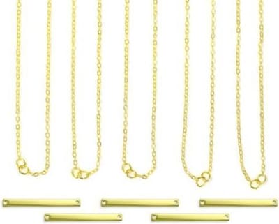 Halskettingset | grote rechthoek | goudkleurig | 5 stuks