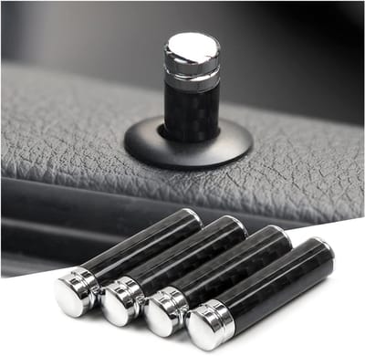 Dailygoods- Deurslotknoppen 4 Stuks - Koolstofvezel - Universele Auto Accessoires - Interieur Modificatie - 3,2x0,78 cm - Lichtgewicht en Duurzaam - Autoaccessoires
