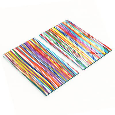 Glazen snijplanken voor in de keuken met grafische gekleurde strepen, 2x30x52 cm