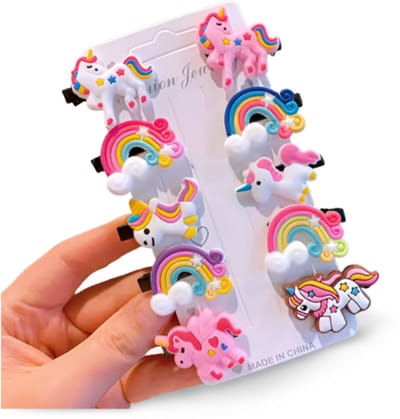 Zoettt Unicorn/regenboog haarclips - 10 stuks
