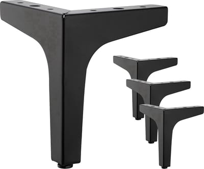 Moderne driehoekige metalen tafelpoten-Set van 4 meubelpoten belastbaar tot 600 KG-for meubelpinnen voor kast, bank -met 4 voetbeschermers, zwart (17cm)