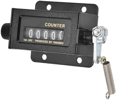 Mechanische Teller - Telapparaat - Productie Tellen - Glazen Spiegel Display - 5 Cijfers - Zwart