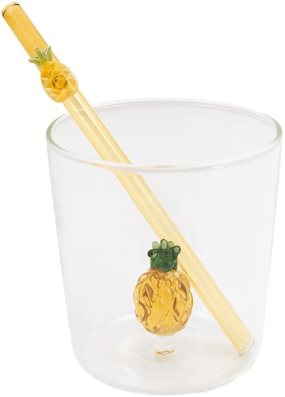 Point-Virgule- Set van glas en rietje met ananas uit borosilicaatglas 300ml