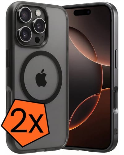Hoes - 2 Stuks - Geschikt voor Apple iPhone 16 Pro - Magsafe Compatible - Sterk & Shockproof - Back Cover - Shock Proof Case - Telefoon Hoes - Zwart
