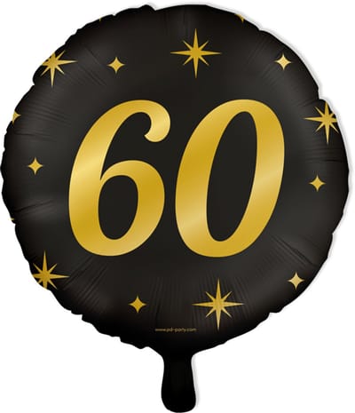 BTH - Folieballon 60 Jaar - Zwart-Goud - Verjaardag Versiering - Helium - Versiering - Verjaardag - Helium Ballonnen