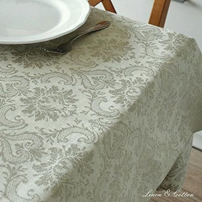 Luxe Jacquard Damast Tafelkleed 147 x 350 cm - Natuurlijk Beige Tafellinnen voor Feesten en Bruiloften