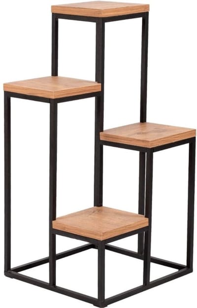 Thuys - Plantentafel - Plantenstandaard voor Binnen - Plantenzuil - Hout en Zwart