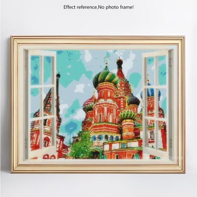 Peinture diamant thème église de moscou 5D, broderie complète 5D, paysage, image en strass, vente 20X30