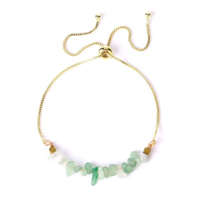 Groene Aventurijn Armband Dames - Goudkleurig - Edelsteen Natuursteen - Verstelbaar - Kasey
