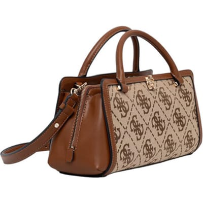 GUESS schoudertas handtas Audrey Logo Girlfriend Satchel Latte Logo bruine