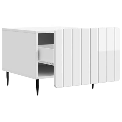 vidaXL - Salontafel - met - lade - Hoogglans - Wit - 49 - x - 50 - x - 42 - cm - Bewerkt - hout