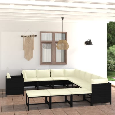 vidaXL - 12-delige - Loungeset - met - kussens - poly - rattan - zwart