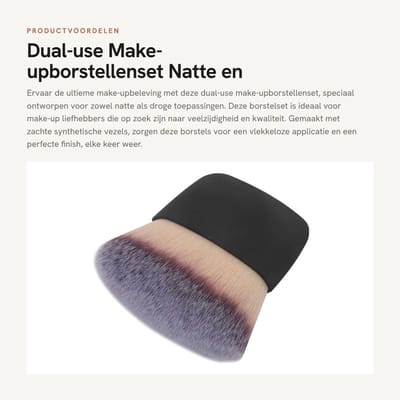 Dailygoods- Make-upborstels met zachte synthetische vezels - Dubbel gebruik nat/droog - Hoge elasticiteit - Eenvoudig te reinigen - Geschikt voor beginners/professionals - Make-upkwast