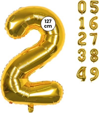 Fienosa Cijfer Ballonnen - Nummer 2 - Goud Kleur - 127 cm - XXL Groot - Helium Ballon - Verjaardag Ballon - Verjaardag Versiering - Leeftijd verjaardag - Verjaardagsballon - Verjaardag