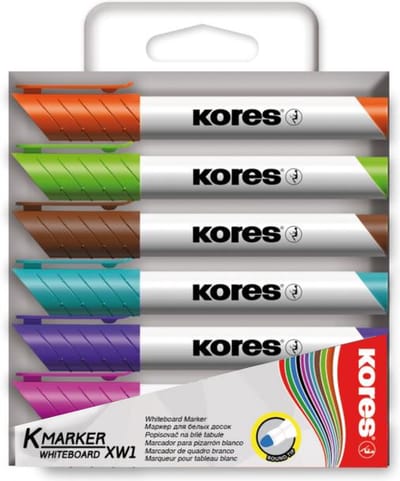 Whiteboard & Flipover markers Kores XW1, ronde punt 1-3mm 6 stuks