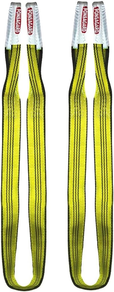 Platte hijsband met lussen 3000kg - 1 Meter - Polyester voor zwaar gebruik - Set van 2 stuks