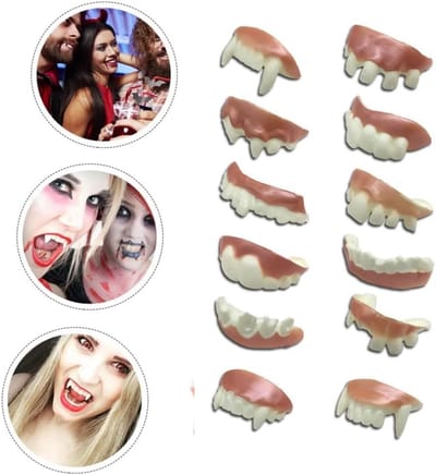 12 Stuks Halloween Vampier Tanden - Grappige Nep Tanden voor Verkleedpartijen, Cosplay en Feestjes - Perfecte Accessoires voor Halloween en Maskerades