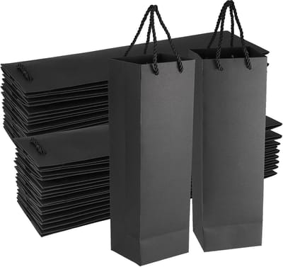 Set van 40 Zwarte Luxe Cadeau Tassen voor Wijnflessen en Champagneflessen